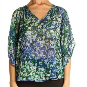 Anthropologie Fei 100% Silk Floral Blouse